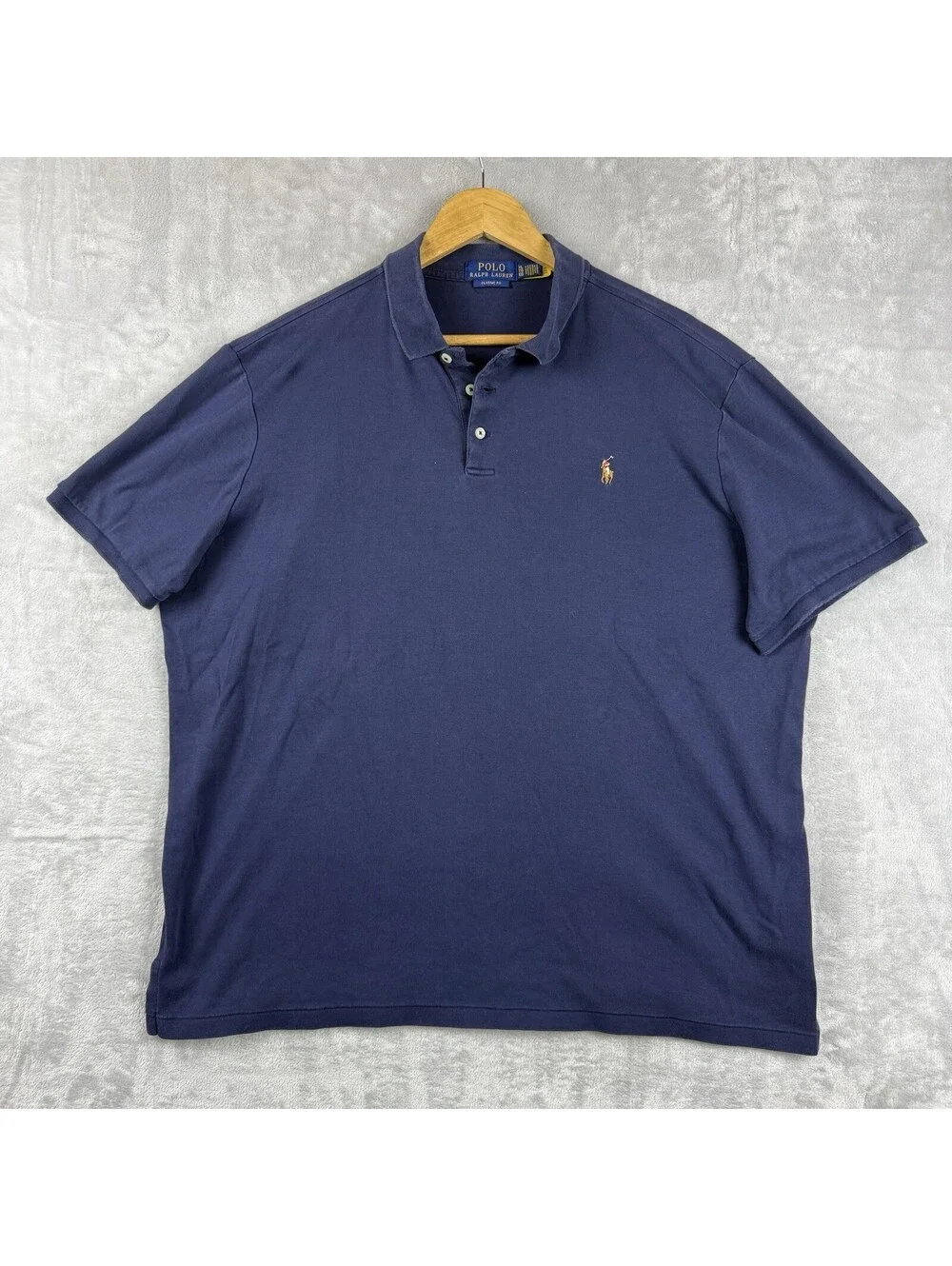 Polo Ralph Lauren Classic Fit Blue Polo Shirt Men's XL Pony Logo Cotton Preppy